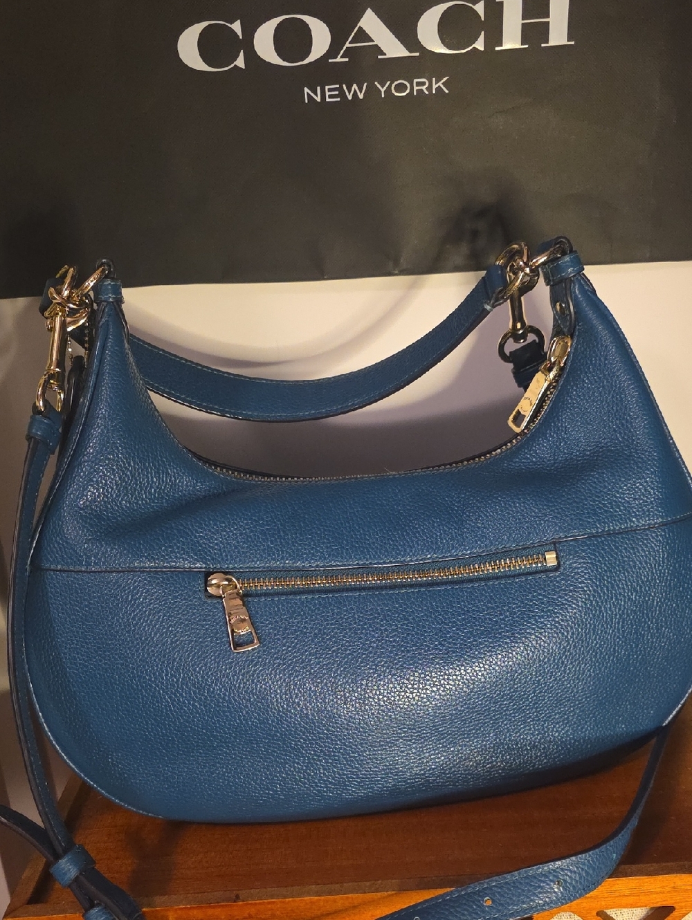 Coach Hadley  Teal Blue Hobo Shoulder / Crossbody - Picture 4 of 12